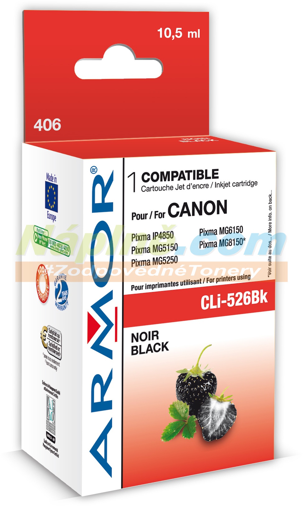 Kompatibilní Cartridge Canon 526 BlacK (CLI-526bk, 4540B001), 10.5 Ml | Náplně.com